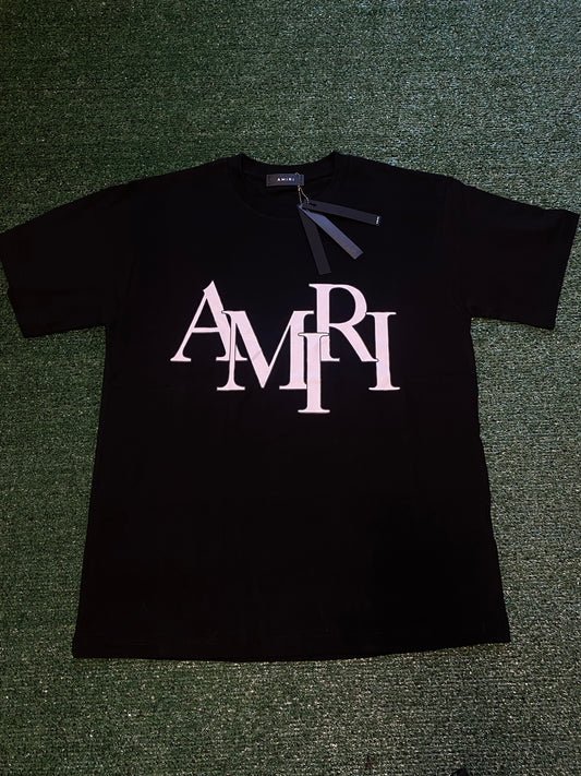 BLACK STAGGERED T-SHIRT